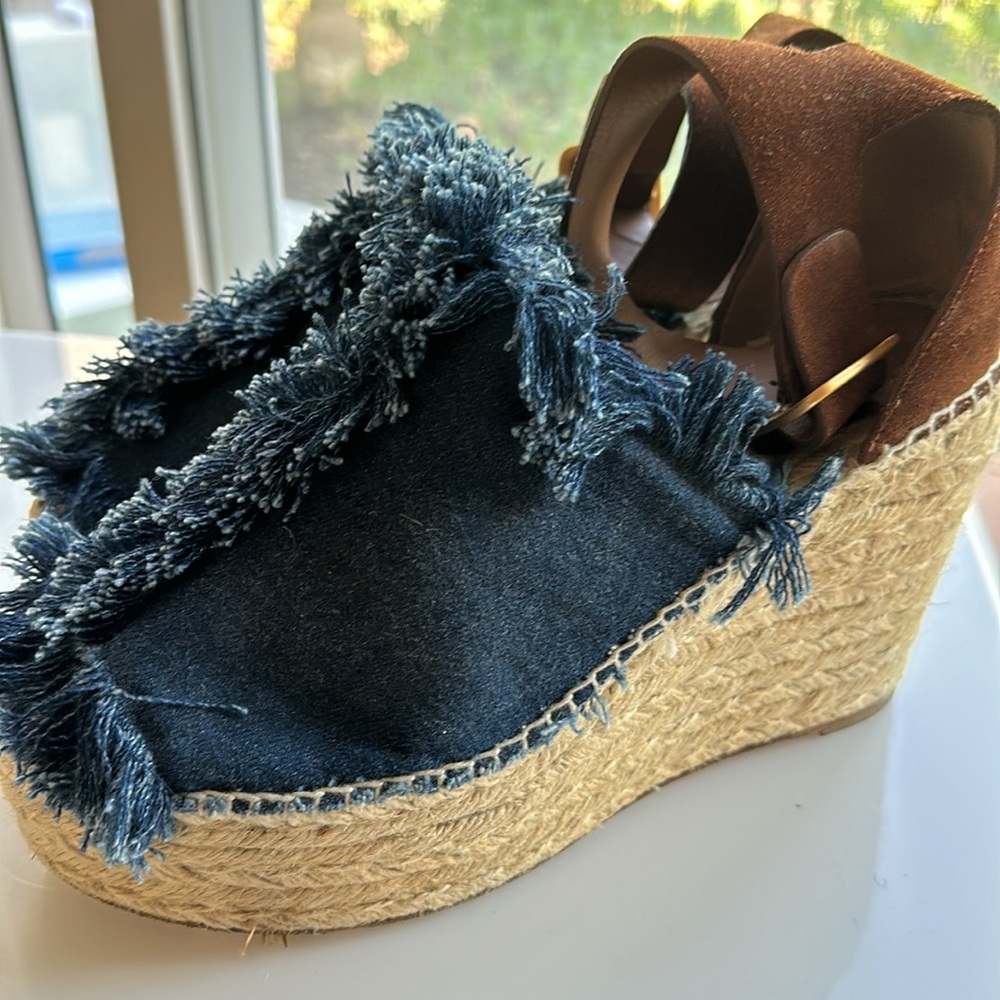 Chloe frayed denim platform size 10 - Picture 6 of 14